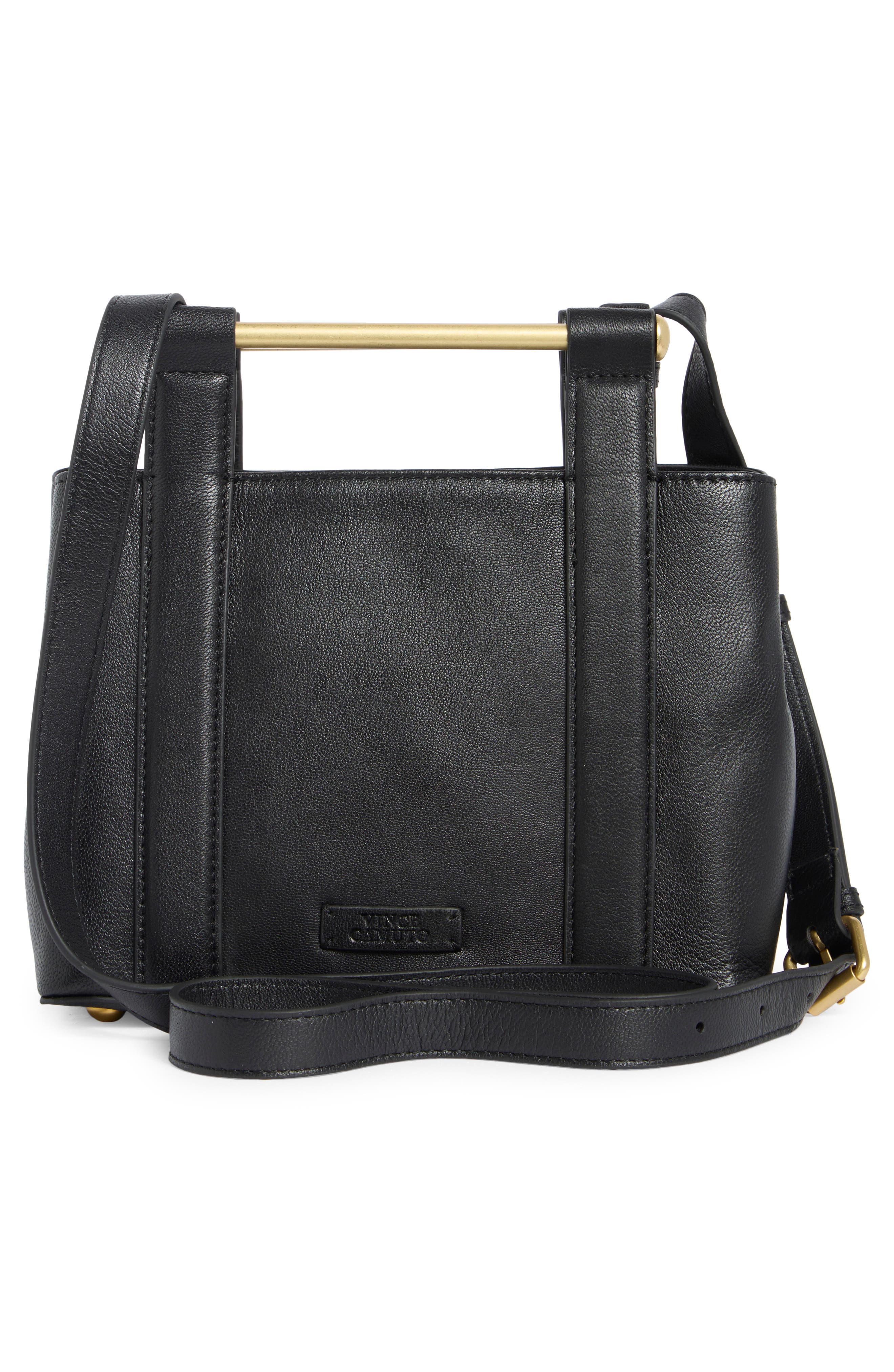 Vince Camuto Jayda Leather Top Handle Bag, Alternate, color, Black