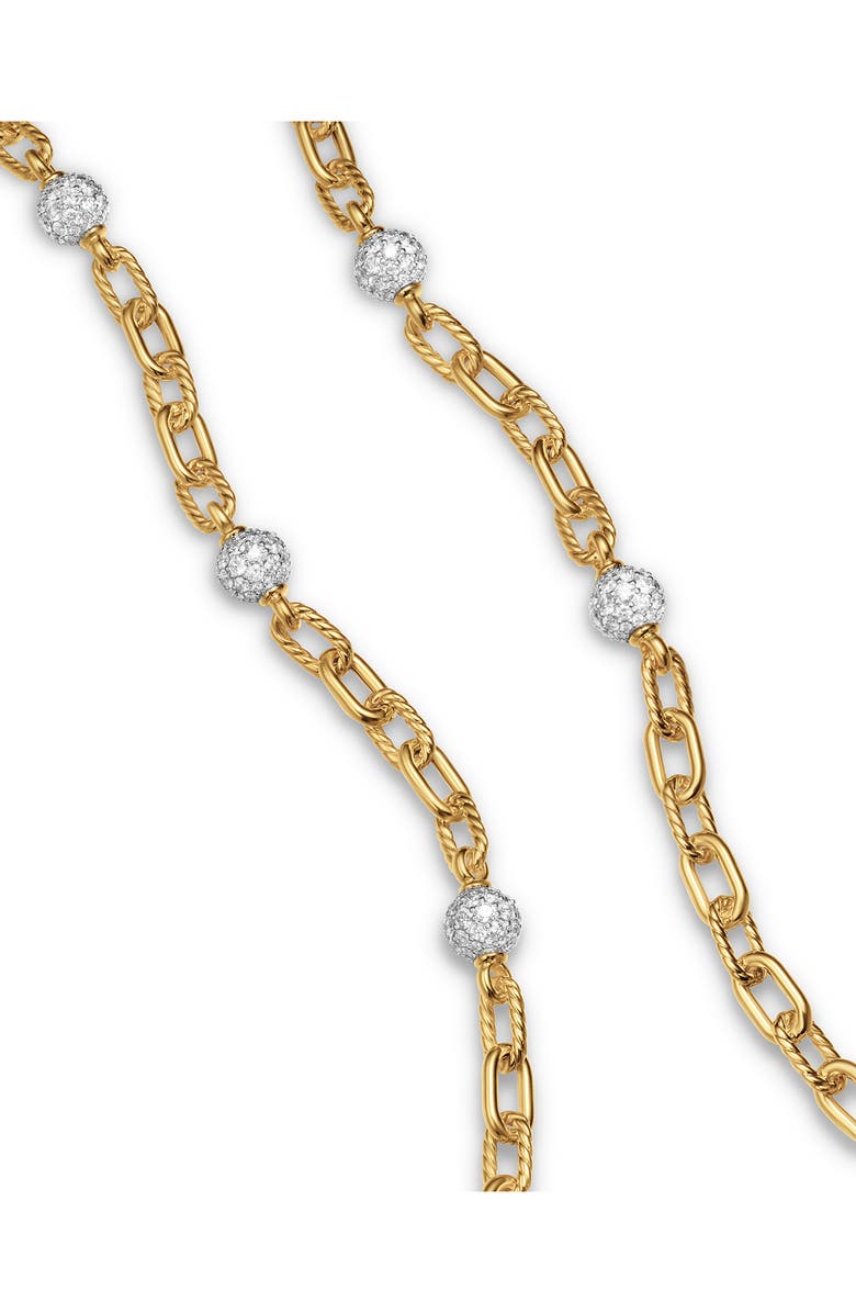 David Yurman DY Madison<sup>®</sup> Pavé<sup>©</sup> Bead Chain Necklace in 18K Yellow Gold with Diamonds, 6mm, Alternate, color, Diamond