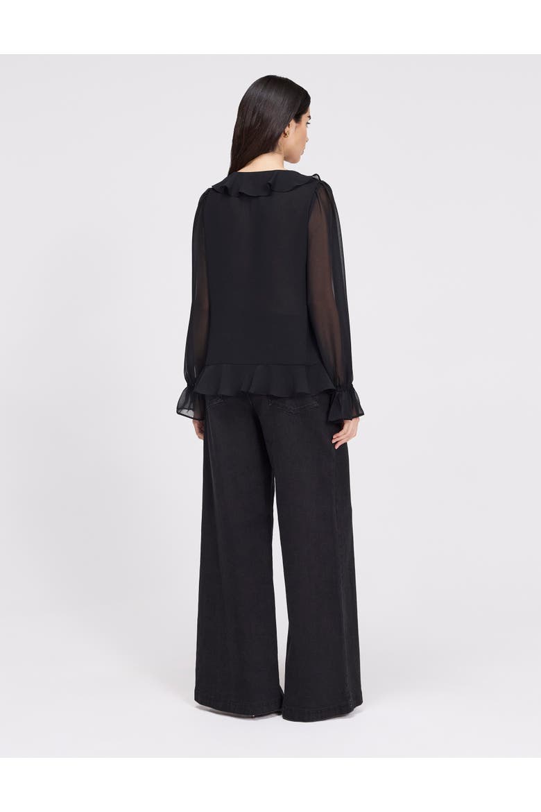 Jannelle Sheer Ruffle Detail Blouse, Alternate, color, Black