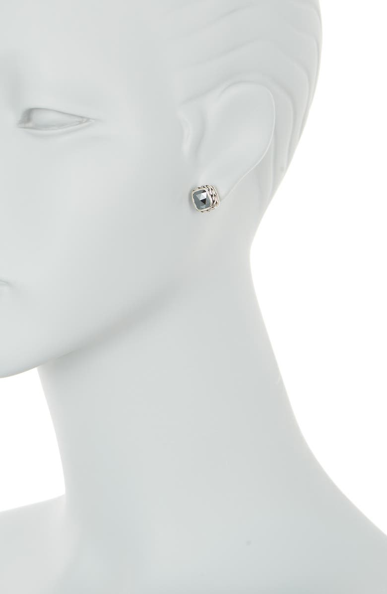 John Hardy Classic Chain Sterling Silver Hematite Cushion Stud Earrings, Alternate, color,