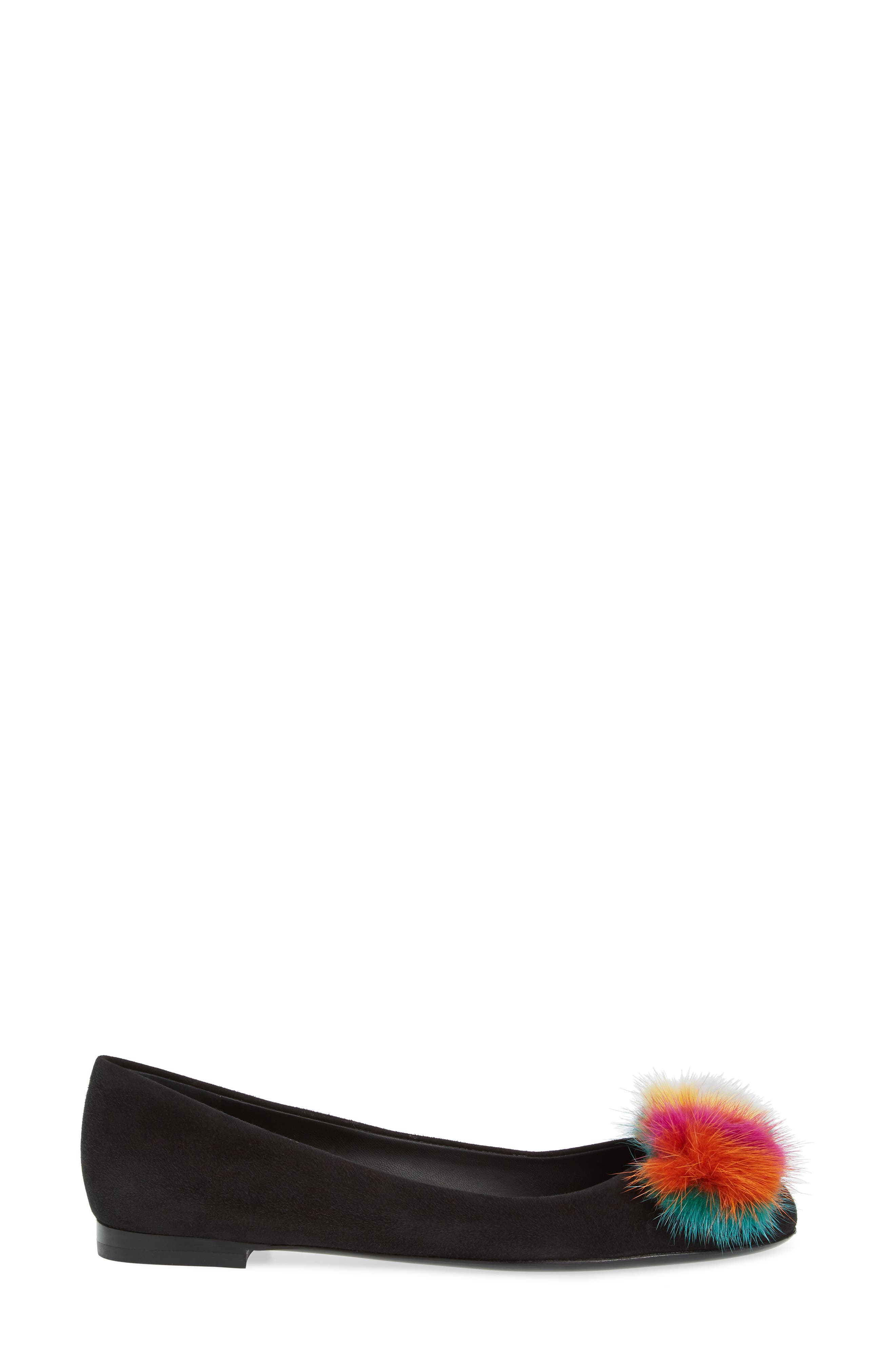 FERRAGAMO Salvatore Ferragamo Varina Genuine Mink Fur Flat, Alternate, color, 