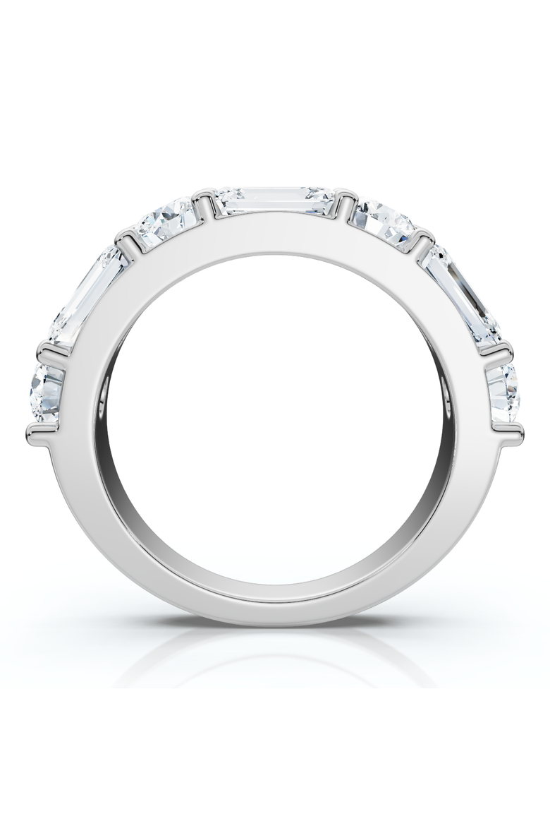 2.30Ct Emerald & Round Diamond Wedding Ring 14k Gold or Platinum Lab Grown, Alternate, color, 14k White Gold