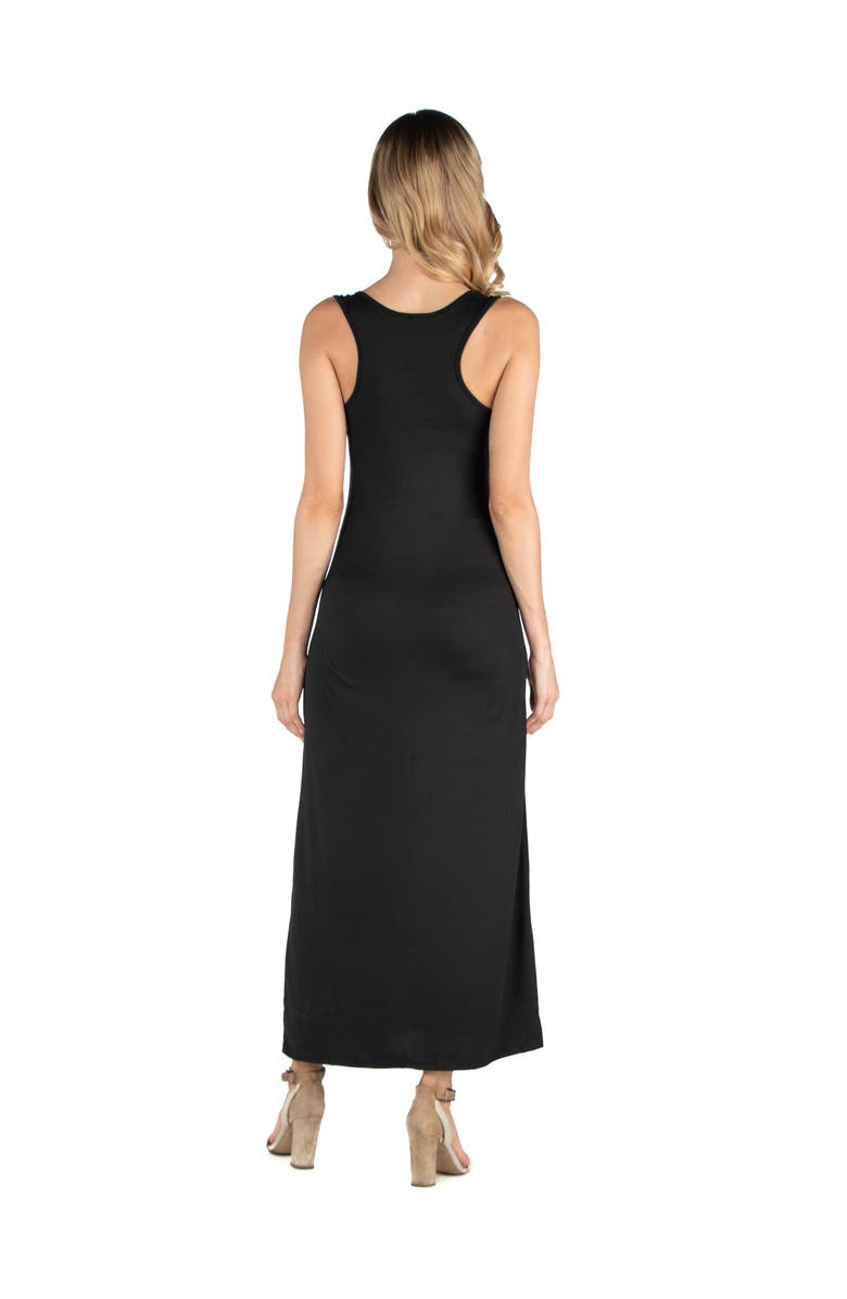 24seven Comfort Apparel Maternity Scoop Neck Maxi Dress with Racerback Detail, Alternate, color, Black