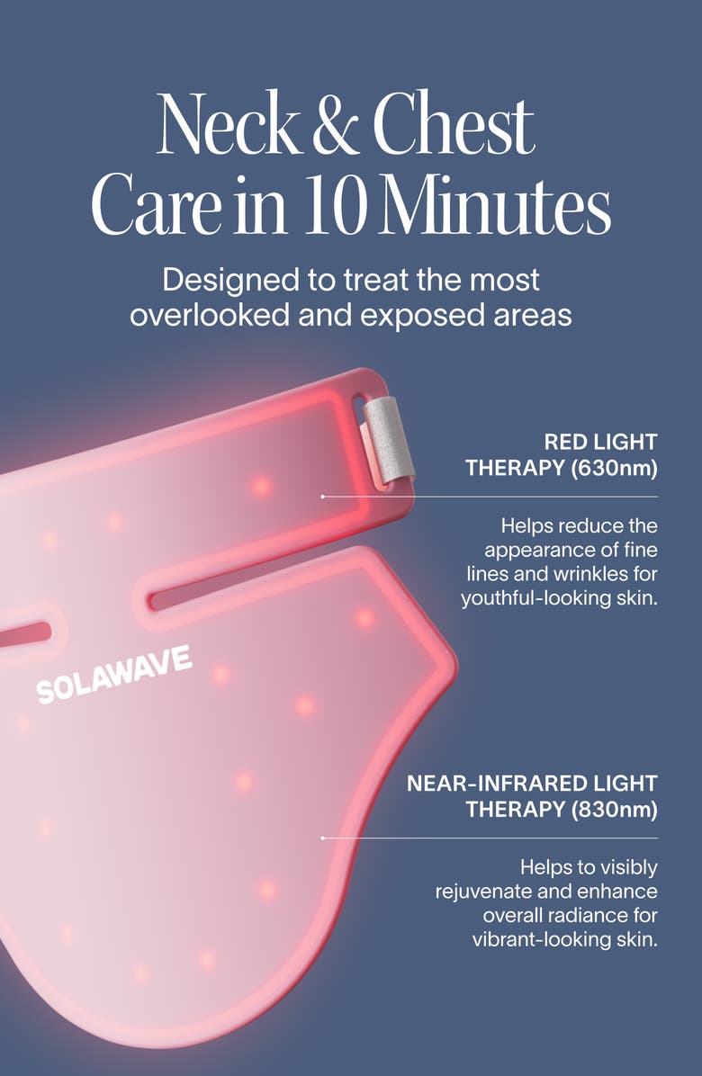 SolaWave Neck & Chest Rejuvenating Red Light Therapy Mask, Alternate, color, Pink