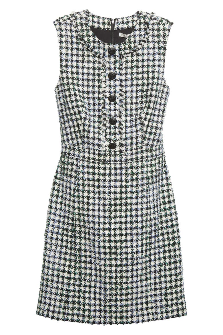 Julie Sleeveless Tweed Dress, Alternate, color, BLUE/ PINEGROVE MULTI