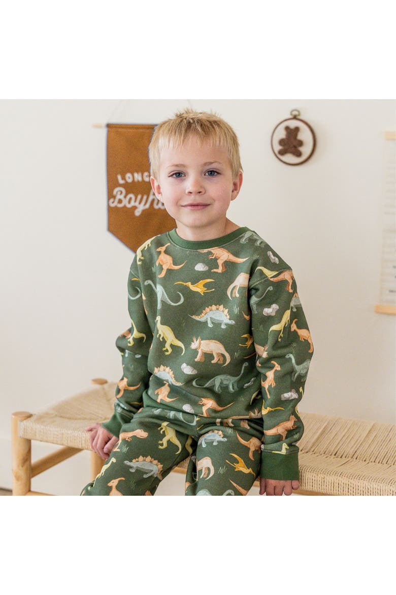 Dinosaurs Rock Sweatshirt, Alternate, color, Olive Green