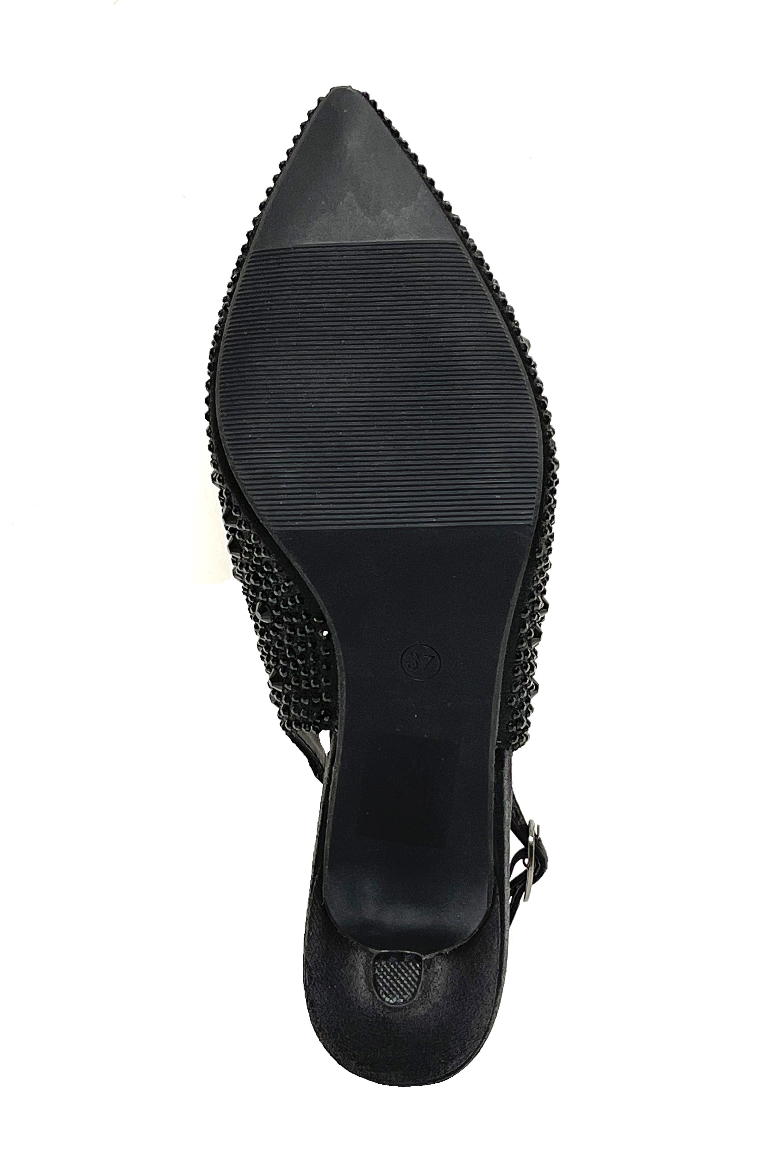 LADY COUTURE Onyx Rhinestone Slingback Pump, Alternate, color, Black