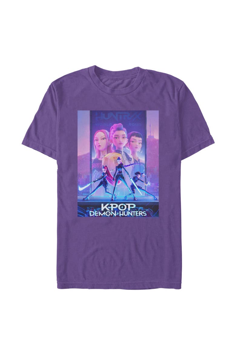 Men's KPop Demon Hunters Trio Poster  Graphic T-Shirt, Main, color, Purple