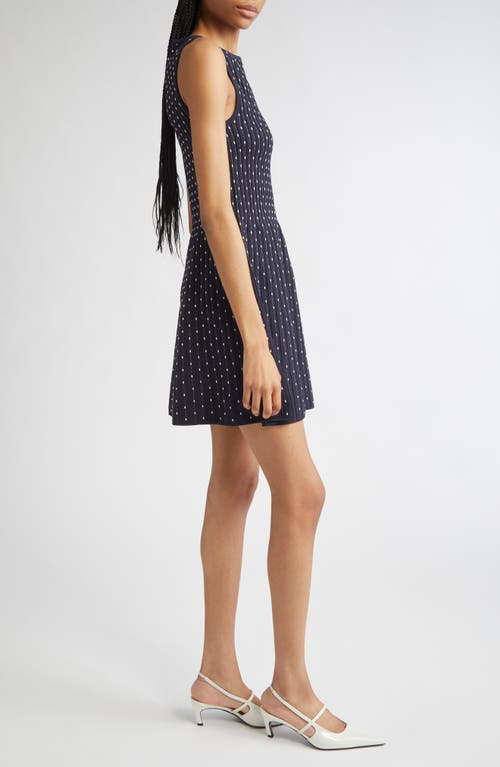 Emporio Armani Dot Sleeveless Fit & Flare Minidress In Blue