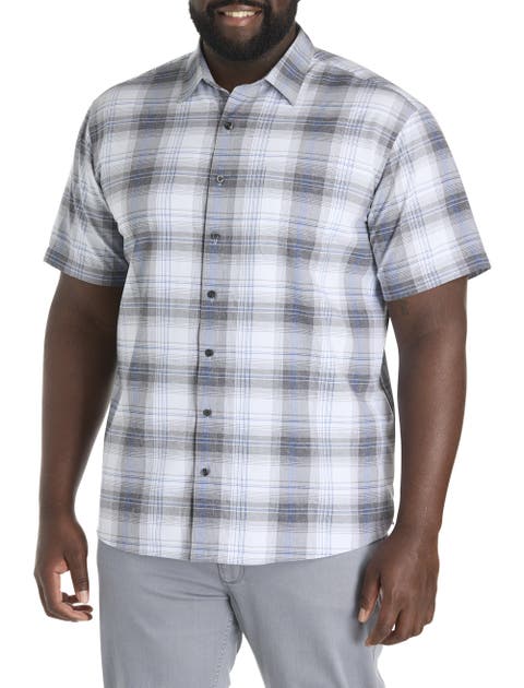 Big & Tall Microfiber Large Plaid Sport Shirt