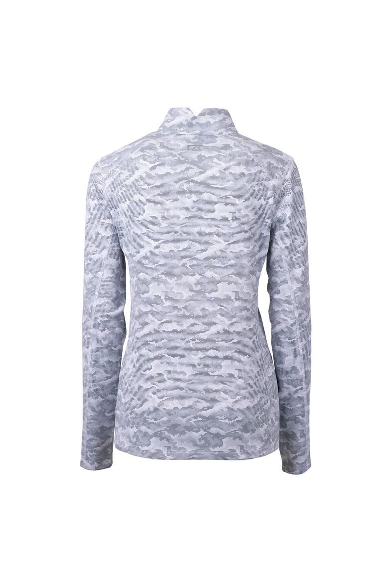 Women's Cutter & Buck  Charcoal SMU Mustangs Vault DryTec Traverse Camo Print Stretch Quarter-Zip Top, Alternate, color, Charcoal