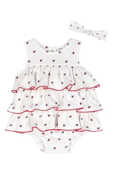 Tommy Heart Logo Bubble Bodysuit & Headband Set (Baby)