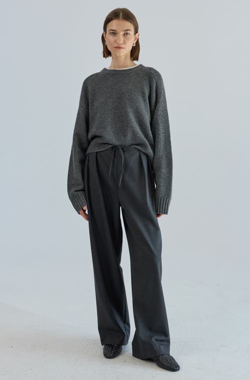 Almina Concept Waist Tie Wool Trousers In Gray
