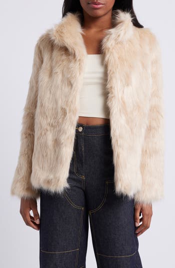 Lioness Bada Bing Open Front Faux Fur Coat