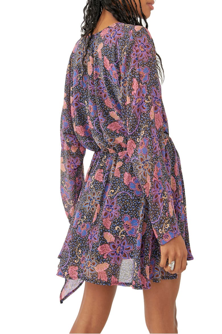Teegan Floral Long Sleeve Minidress, Alternate, color, TWILIGHT COMBO