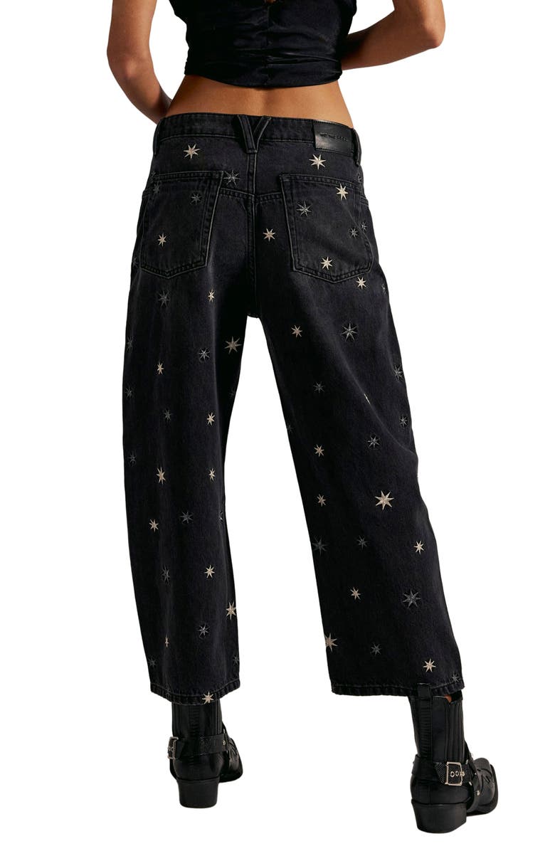 Free People Deep Trance Embroidered Barrel Leg Jeans, Alternate, color, Starry Night