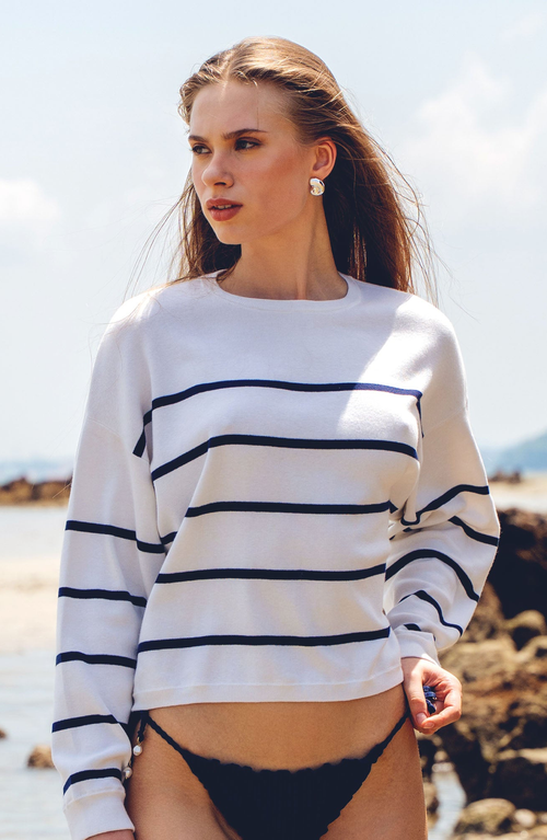 Italic Florence Featherlight Relaxed Sweater In White