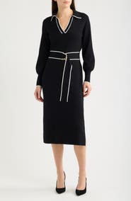 Julia Jordan Tie Waist Long Sleeve Sweater Midi Dress