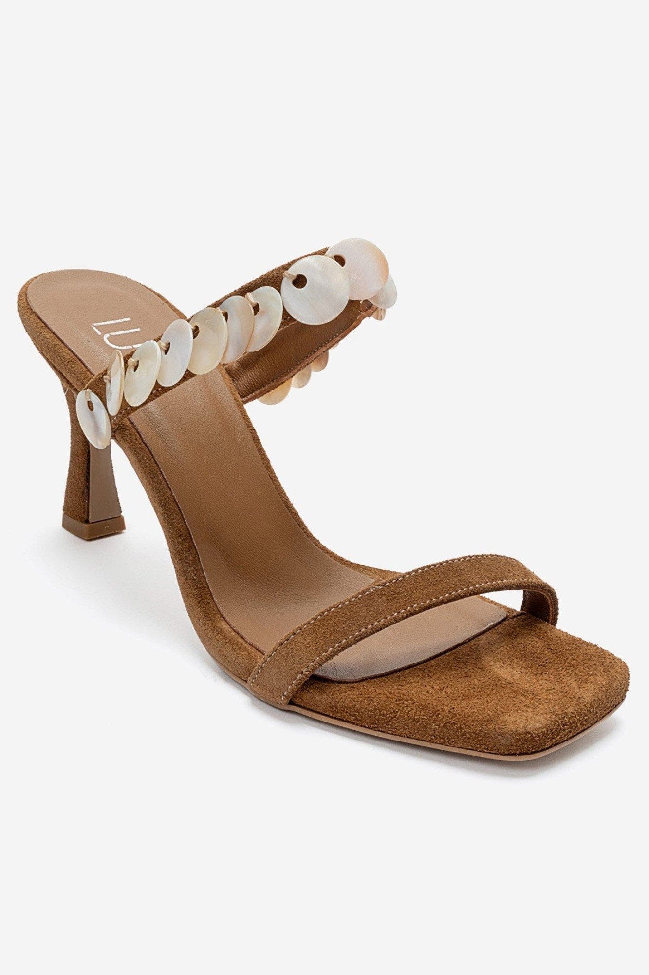 Arund Leather Stiletto Ankle Strap Sandal, Main, color, Cognac Suede