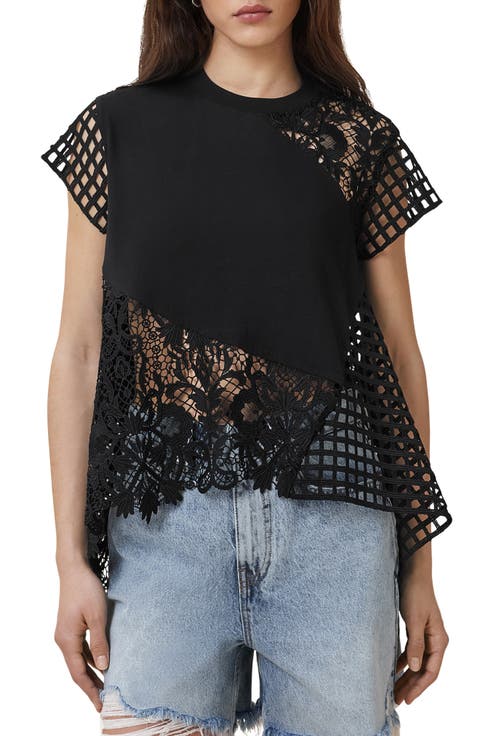 Zala Lace Panel Asymmetric Top