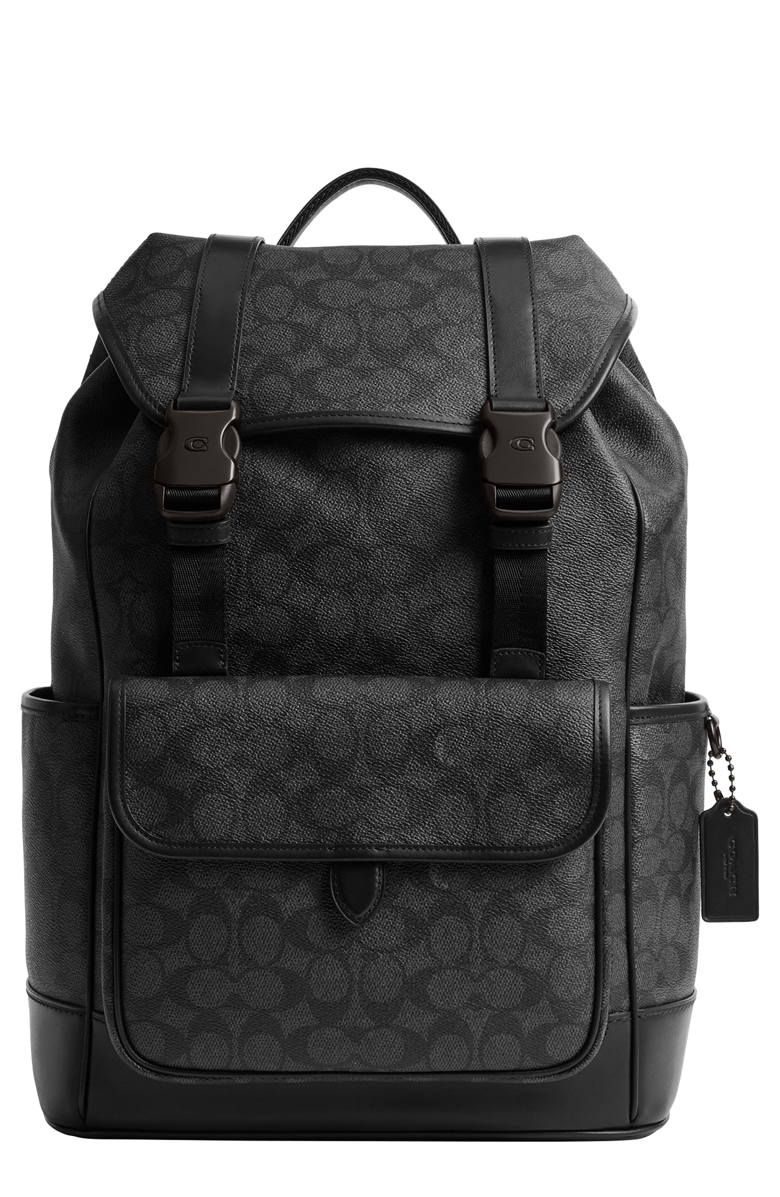 COACH League Signature Canvas Backpack, Main, color, Charcoal Signature