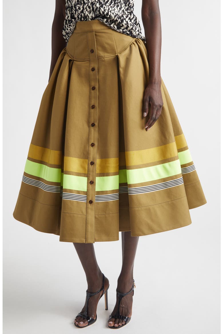 Stripe Detail Midi Skirt, Main, color, CARDAMOM