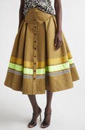 Christopher John Rogers Stripe Detail Midi Skirt