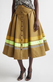 Christopher John Rogers Stripe Detail Midi Skirt