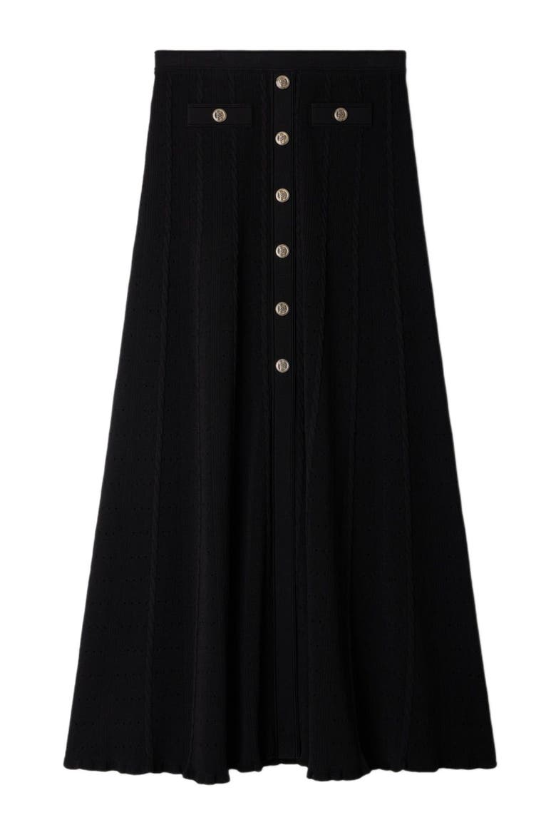 Pointelle knit midi skirt, Alternate, color, Black