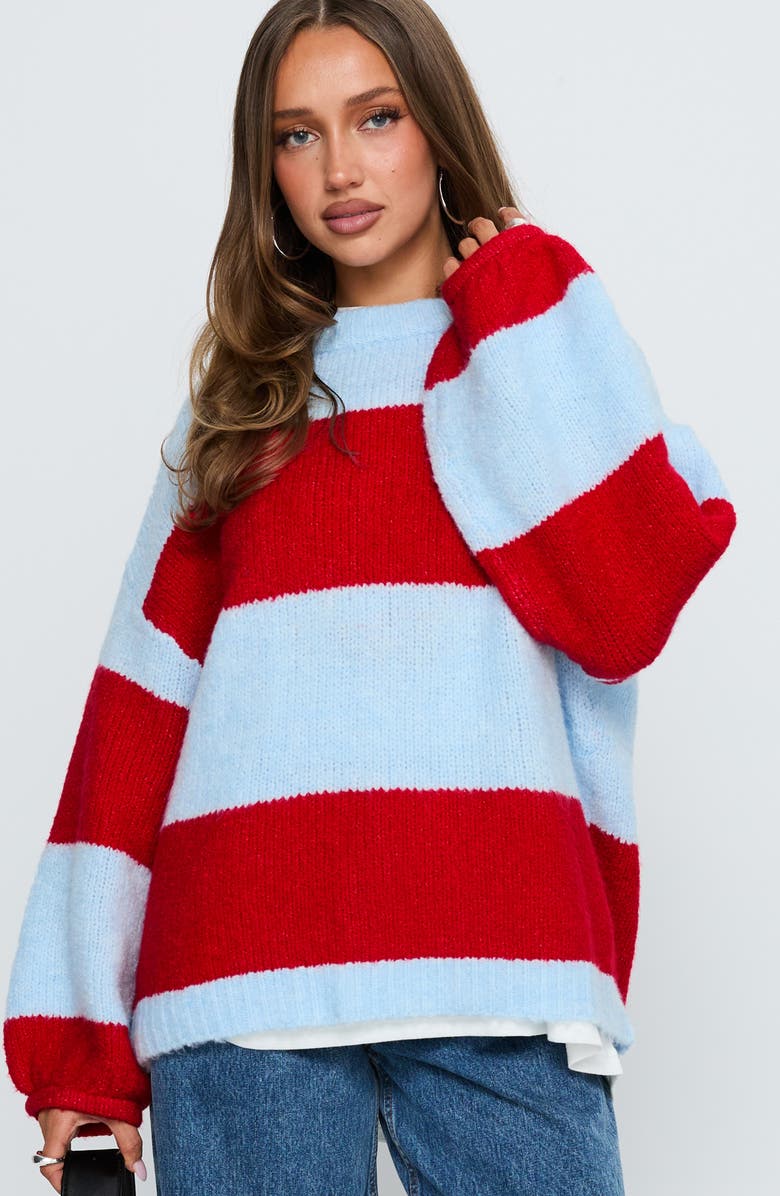 Princess Polly Bastien Stripe Oversize Sweater, Alternate, color, 