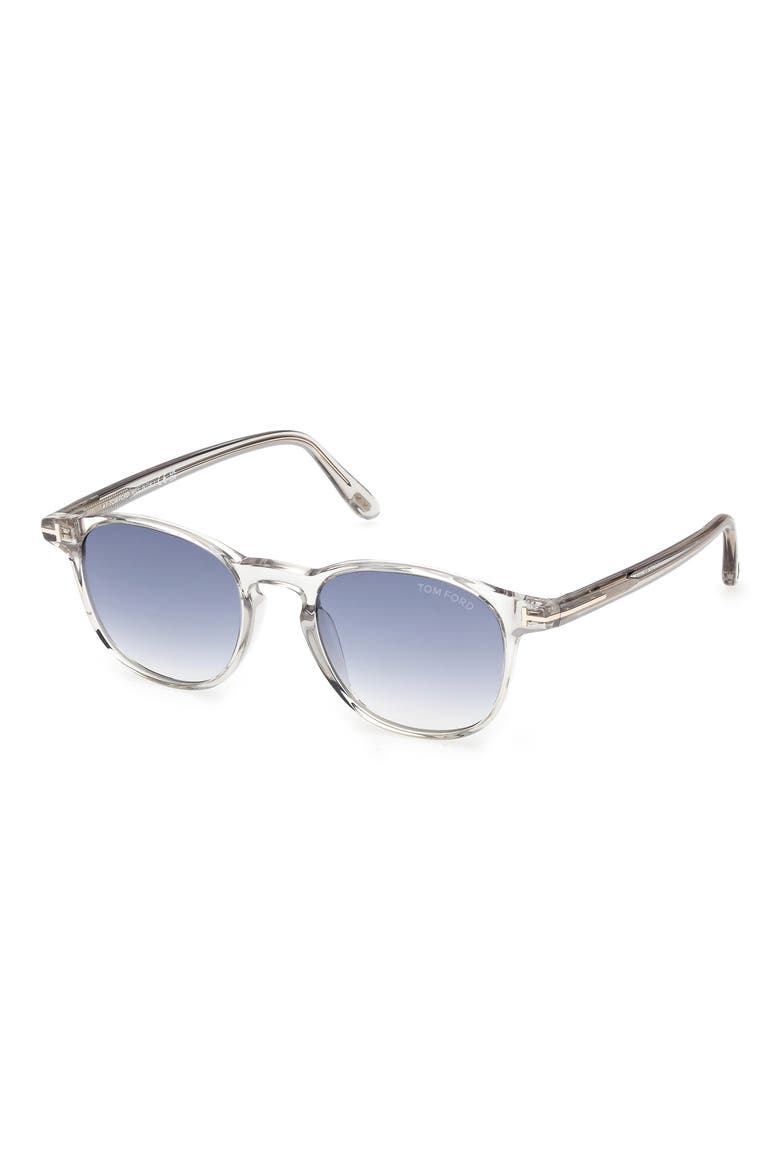 Holt 50mm Gradient Round Sunglasses, Alternate, color, SHINY GREY / BLUE LENS