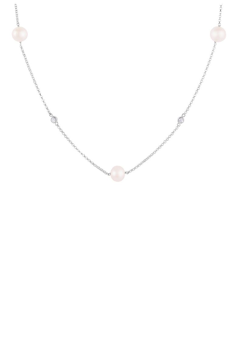 SPLENDID PEARLS CZ & Pearl Station Necklace, Main, color,