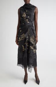 Erdem Drape Silk Blend Midi Cocktail Dress