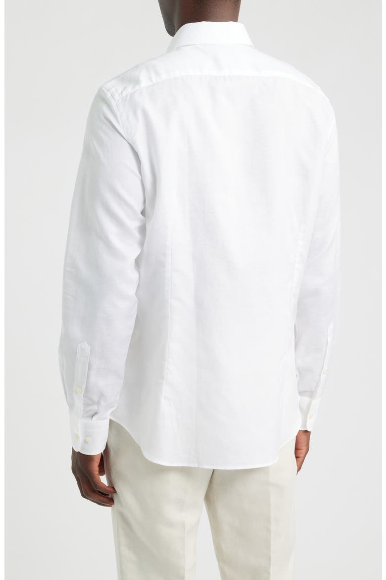 Modern Fit White Cotton & Linen Dress Shirt, Alternate, color, WHITE