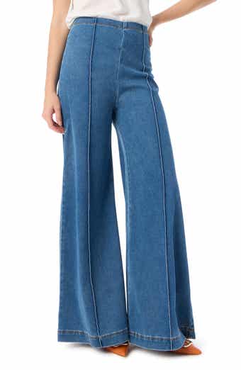Dee Ocleppo Anna High Waist Pintuck Pleat Wide Leg Jeans