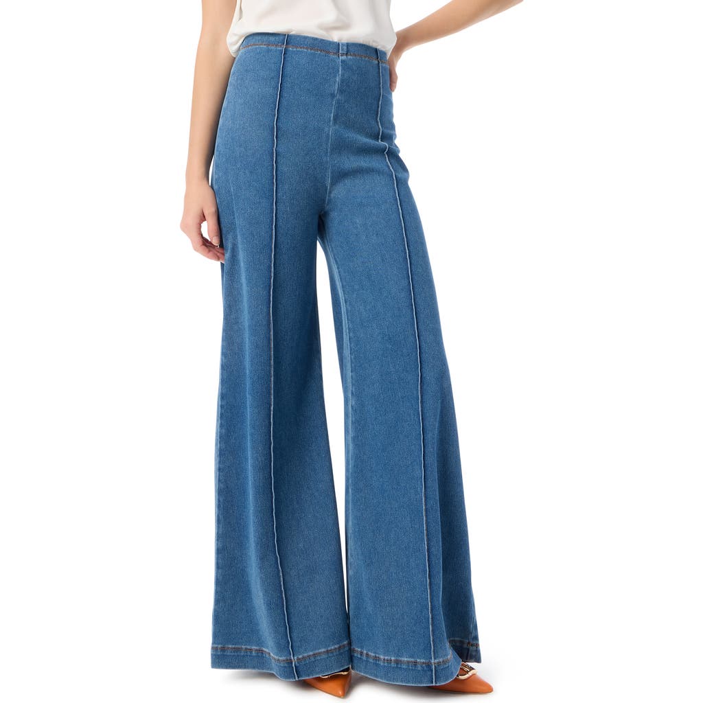 Dee Ocleppo Anna High Waist Pintuck Pleat Wide Leg Jeans In Blue