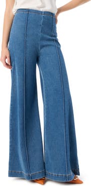 Dee Ocleppo Anna High Waist Pintuck Pleat Wide Leg Jeans