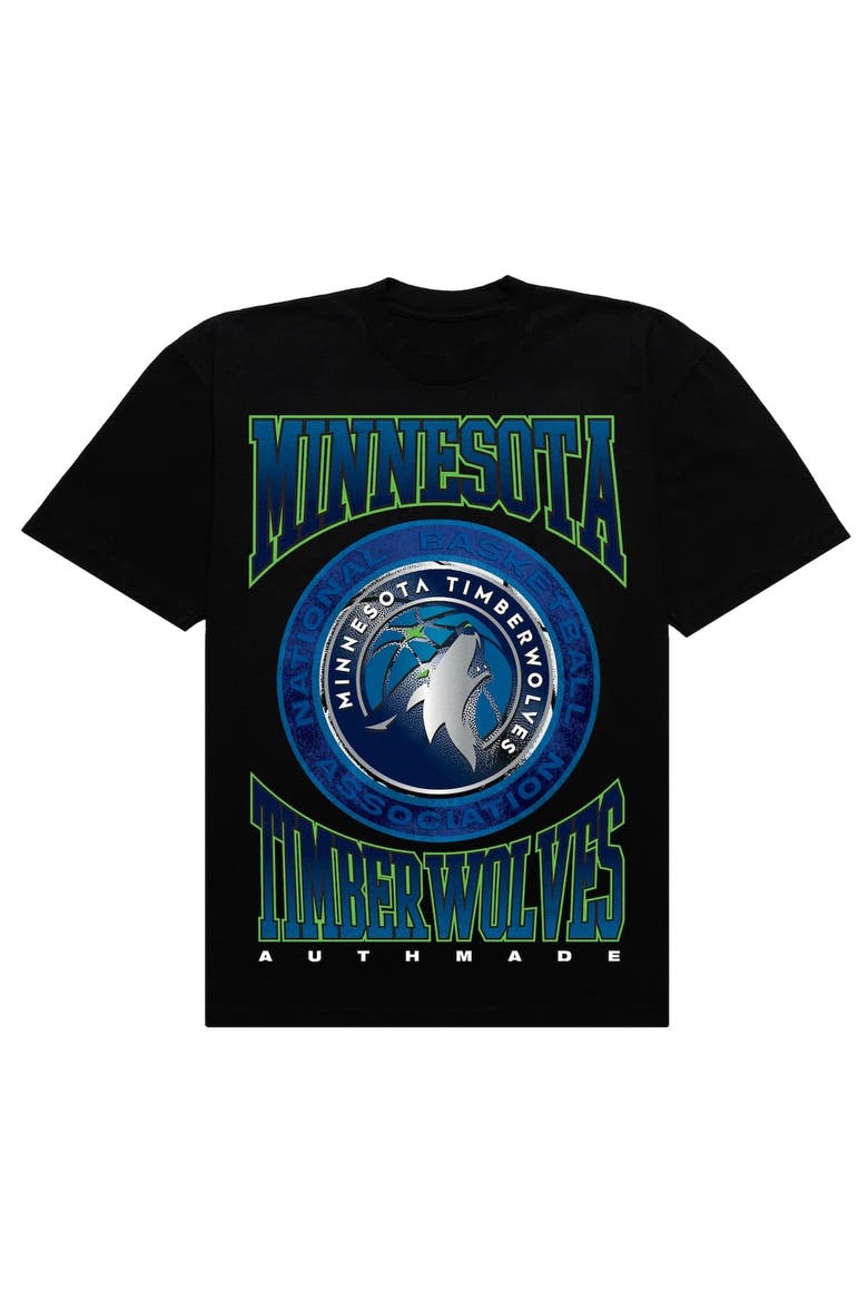 Men's Authmade Black Minnesota Timberwolves Vintage Metal Premium Heavyweight T-Shirt, Alternate, color, Black