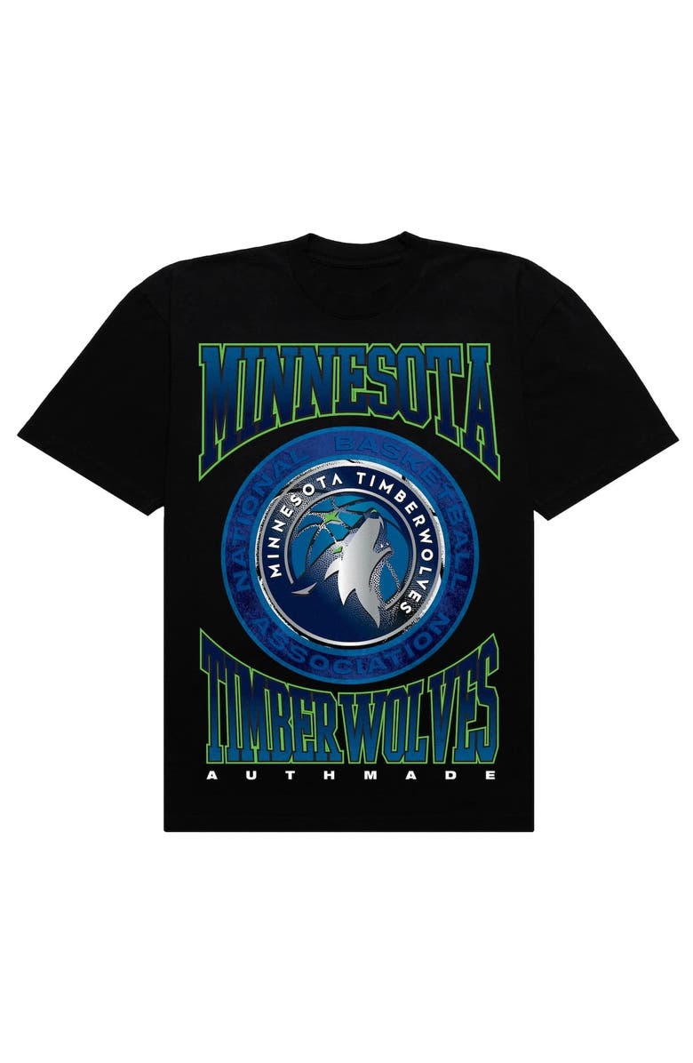AUTHMADE Men's Authmade Black Minnesota Timberwolves Vintage Metal Premium Heavyweight T-Shirt, Alternate, color, Black