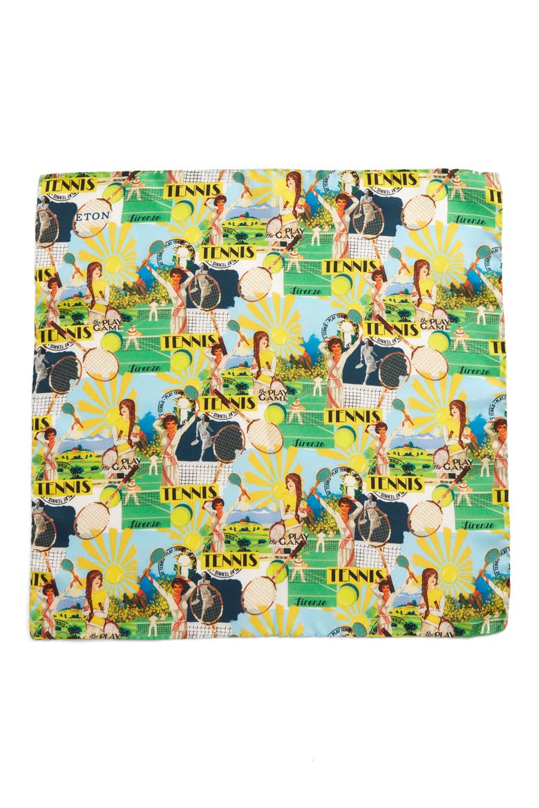 Summer Tennis Silk Pocket Square, Alternate, color, YELLOW