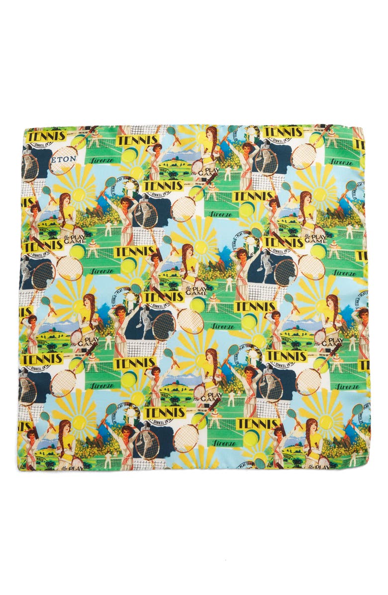 Eton Summer Tennis Silk Pocket Square, Alternate, color, 