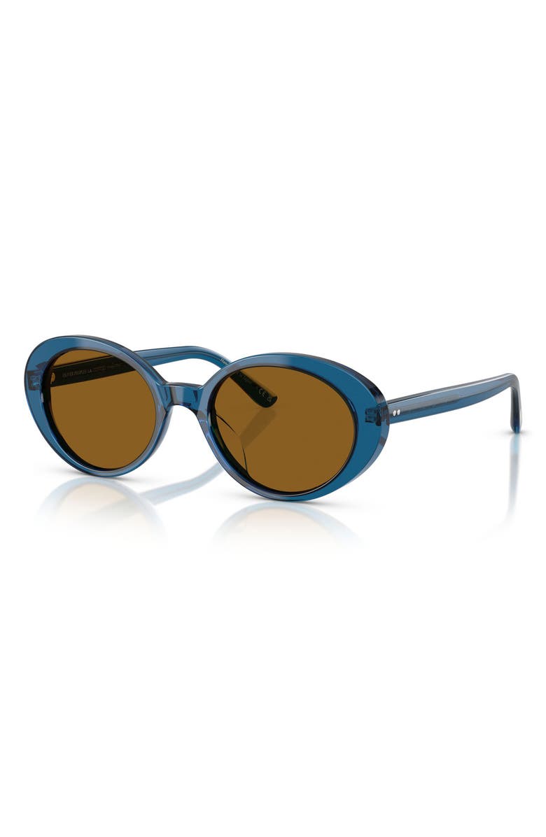 Oliver Peoples Lumar 51mm Oval Sunglasses, Alternate, color, Tetsukon Blue / True Brown