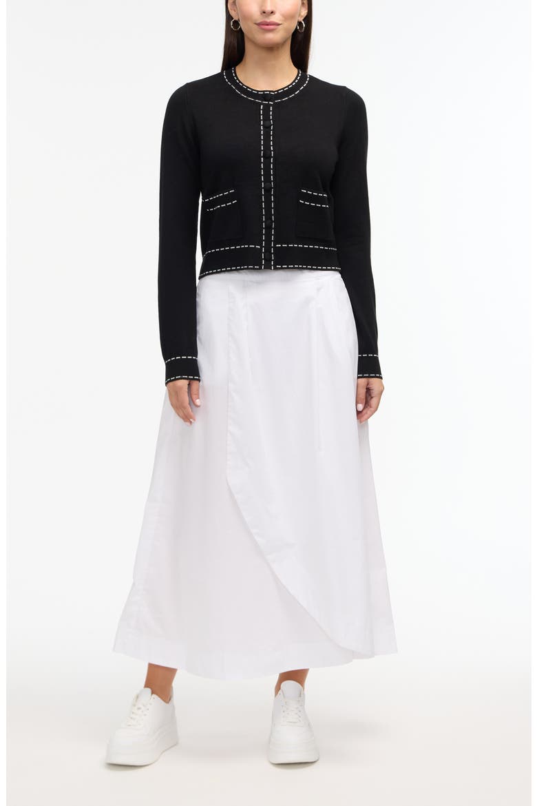 Contrast Trim Sweater Knit Cardigan, Alternate, color, BLACK
