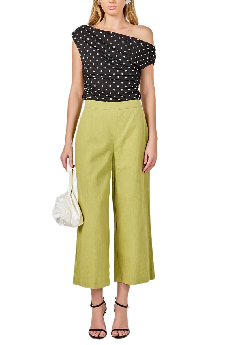 Endless Rose Polka Dot One-Shoulder Top, Alternate, color, Black/ White