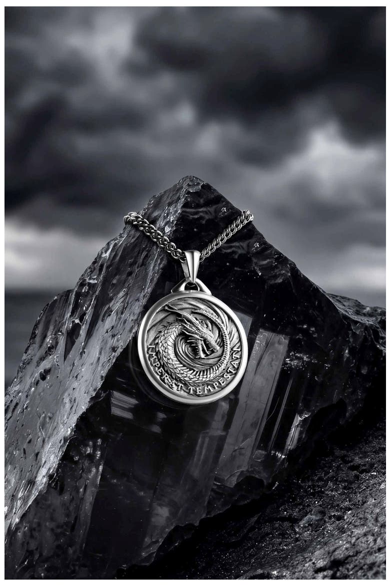 The Dragon Pendant Necklace, Alternate, color, SILVER
