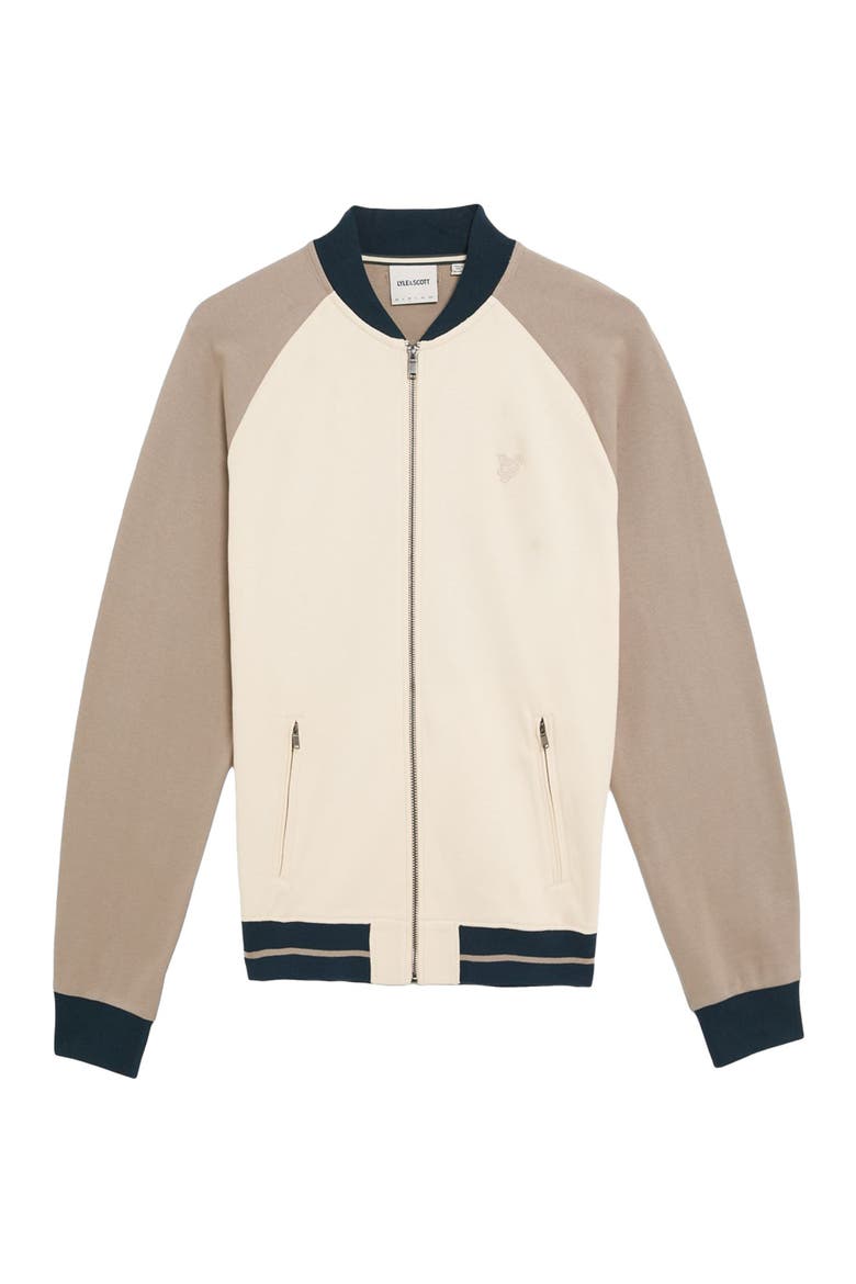 Interlock Contrast Raglan Bomber Jacket, Alternate, color, Cobblestone