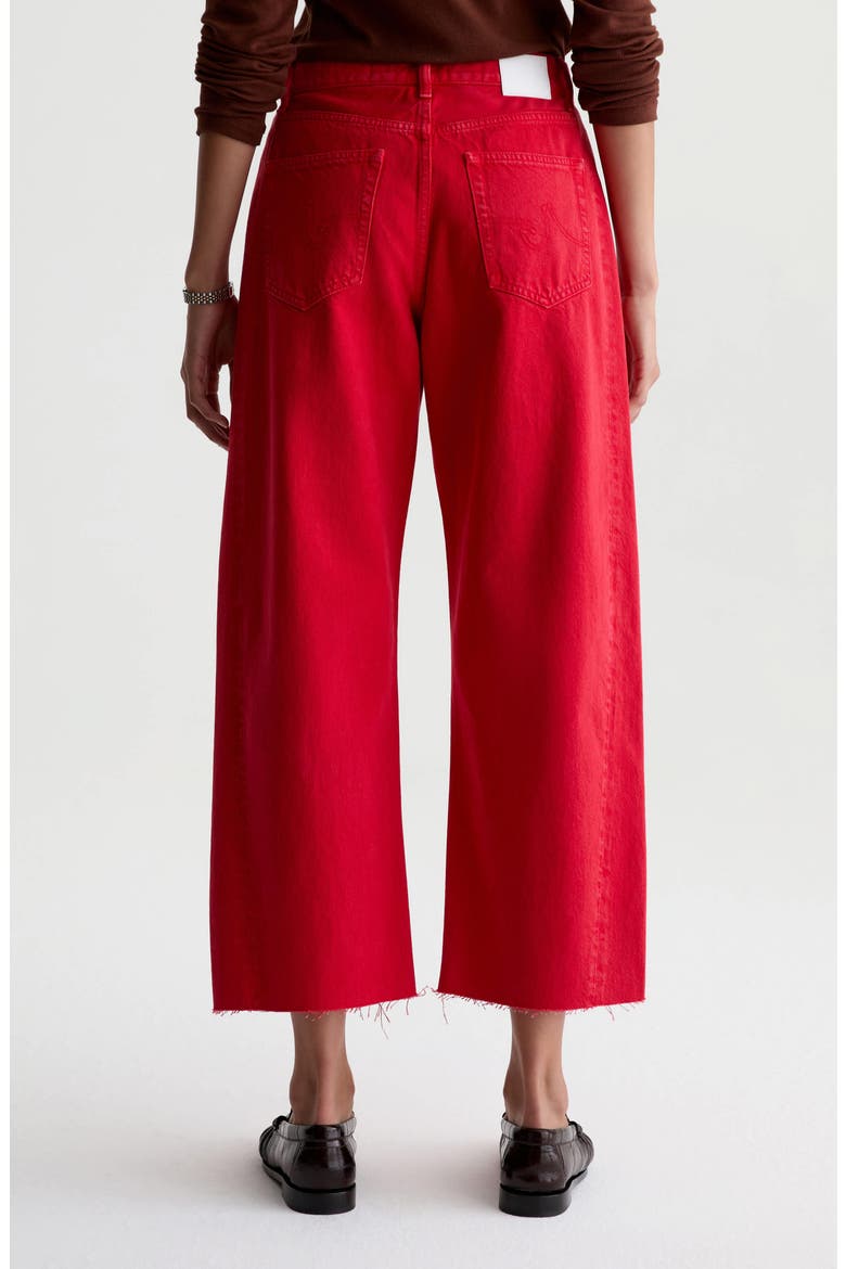 Hattie Raw Hem High Waist Crop Barrel Jeans, Alternate, color, RECORDING RED