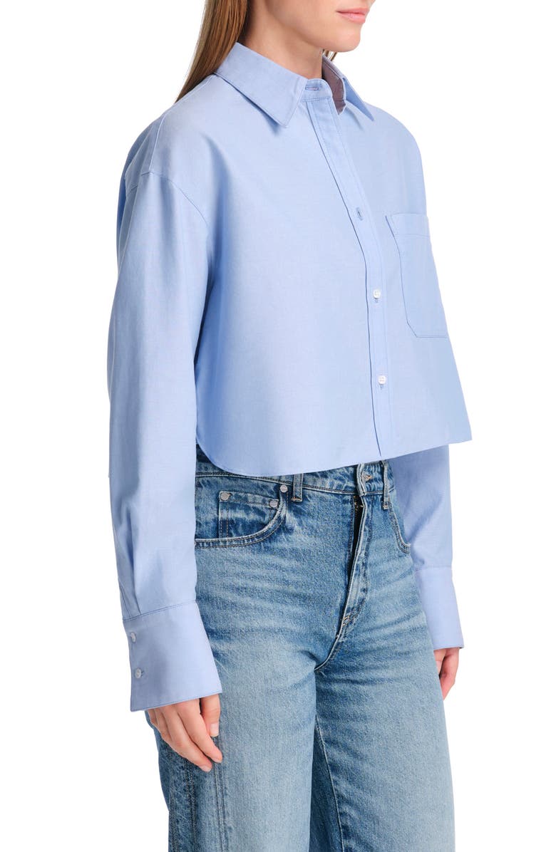 TWP Little Big Joe Boxy Crop Cotton Button-Up Shirt, Alternate, color, Blue