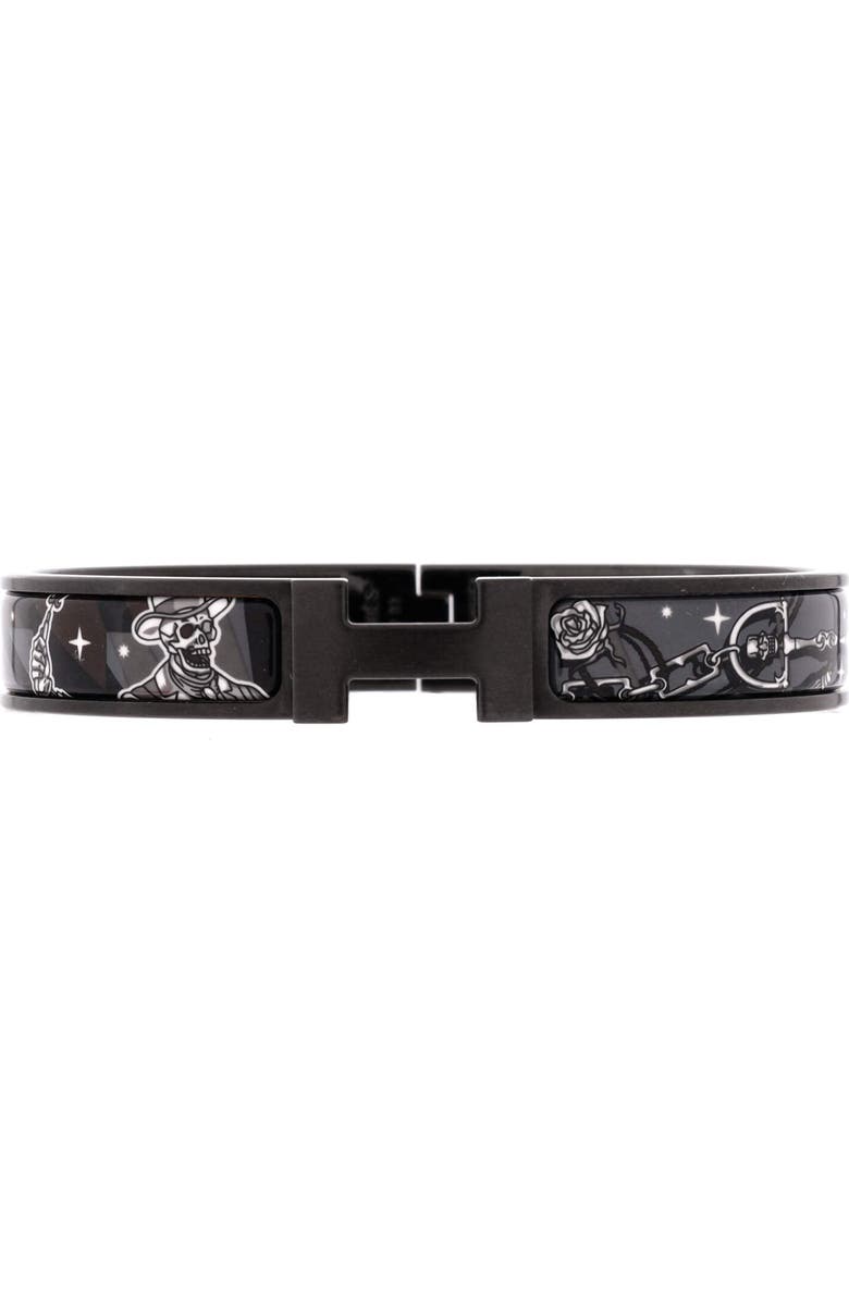 Pre-Owned Hermes So Black Clic HH Bracelet Printed Enamel with Brushed Hardware Narrow, Main, color, Black
