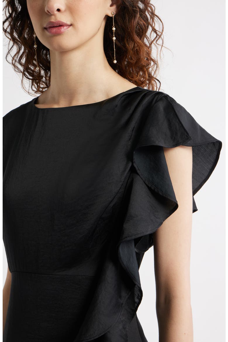 Asymmetric Ruffle A-Line Dress, Alternate, color, BLACK